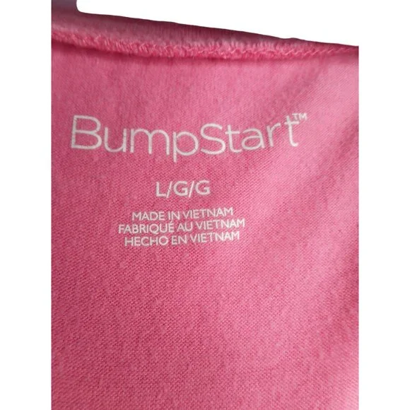 Bump Start Womens Pink Maternity Top Short Sleeve Ruched Sides Size Large - Picture 3 of 7